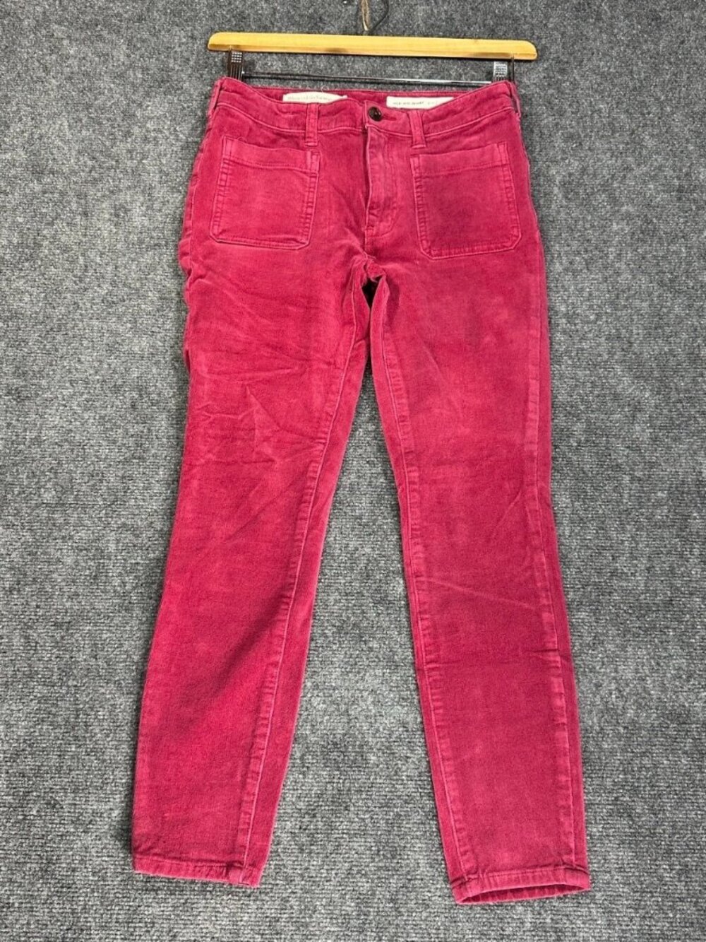 Anthropologie Pilcro Letterpress Pants Womens 27 HIgh Rise Skinny Corduroy Red